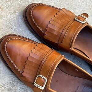 Allen Edmonds Men’s Tobacco Brown Cahill Kiltie Leather Loafers with Buckle 11 B